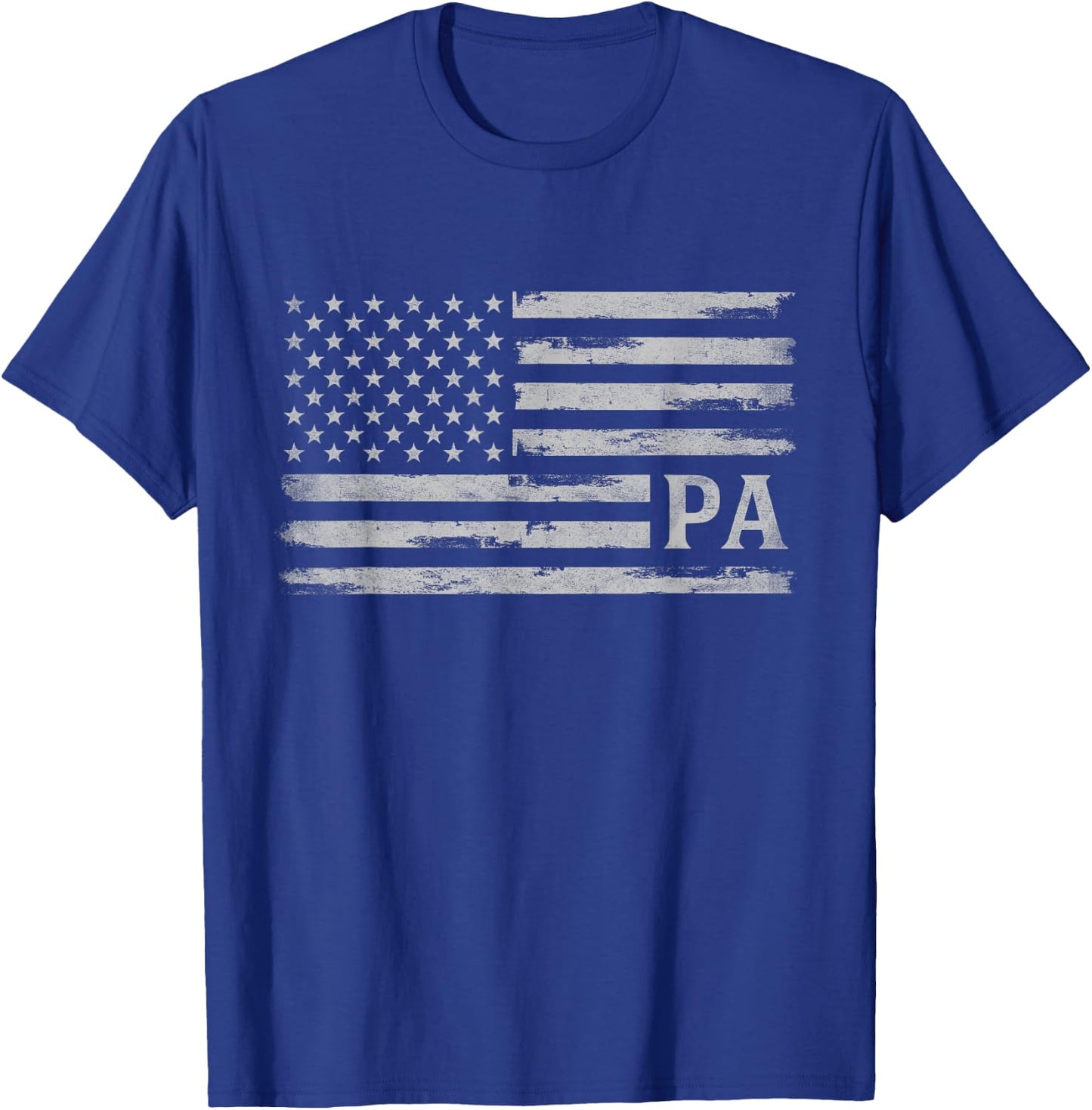 Pa Grey Vintage USA Flag Father's Day Dad T-Shirt - T-Shirt | Royal