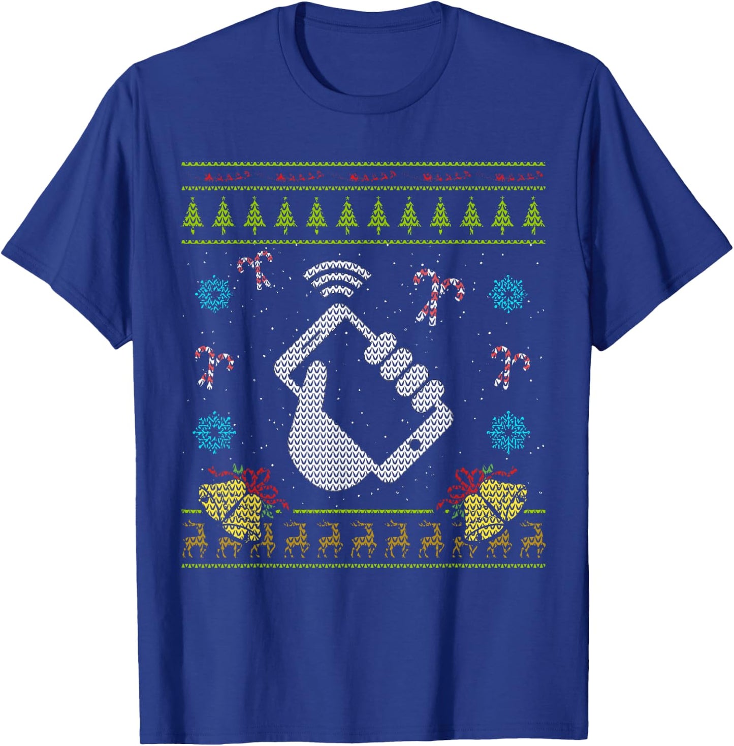 Phone Christmas Ugly Funny Cell Phone Mobile Phone Shirt T-Shirt - T-Shirt | Royal