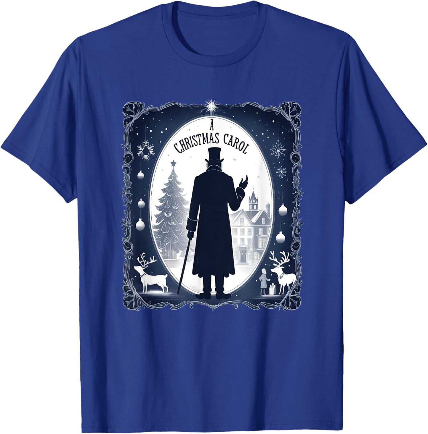 A Christmas Carol with Ebeneezer Scrooge Silhouette T-Shirt - T-Shirt | Royal