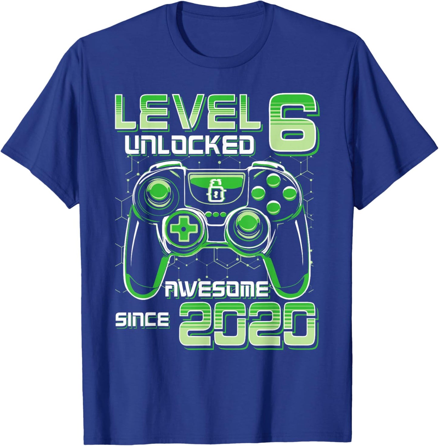 Level 6 Unlocked Awesome Since 2020 6th Birthday Gamer Boys T-Shirt - T-Shirt | Royal