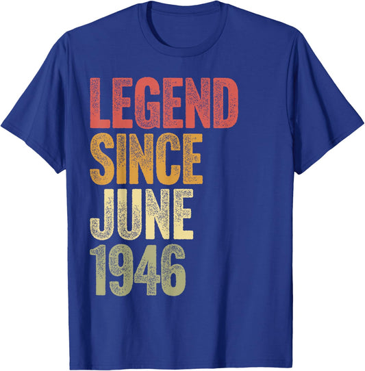 80 Year Old Legend Since June 1946 Retro 80th Birthday T-Shirt - T-Shirt | Royal