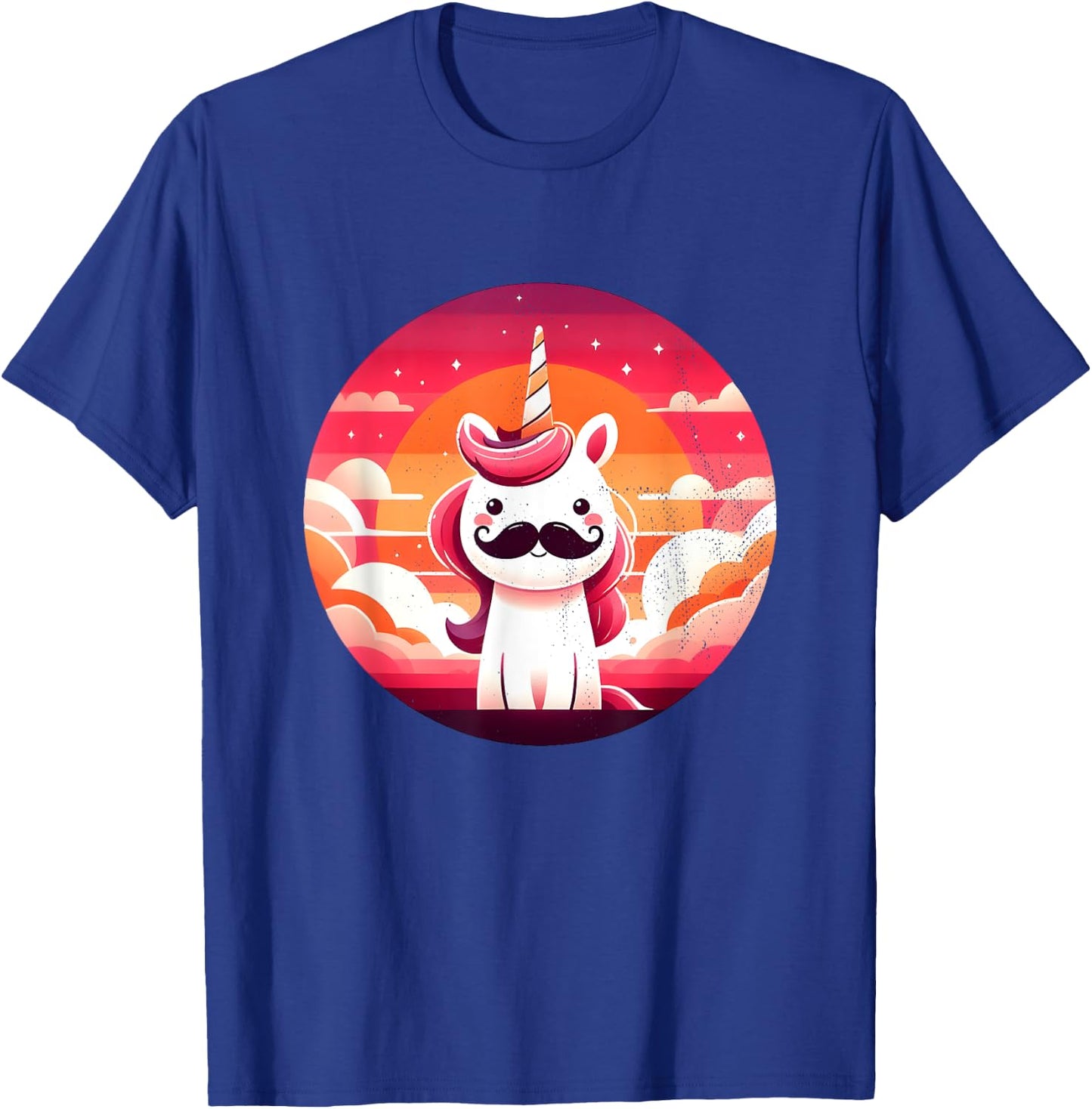 Cute Unicorn with Mustache T-Shirt - T-Shirt | Royal
