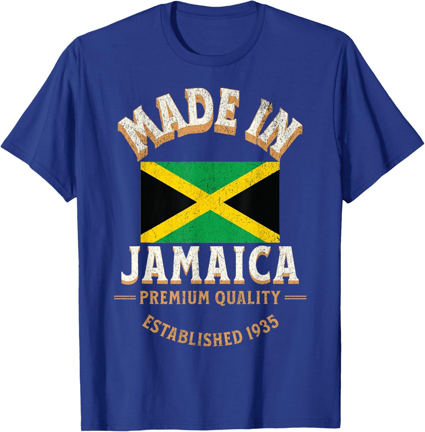 Made In Jamaica 1935 Premium Quality Jamaican Flag T-Shirt - T-Shirt | Royal