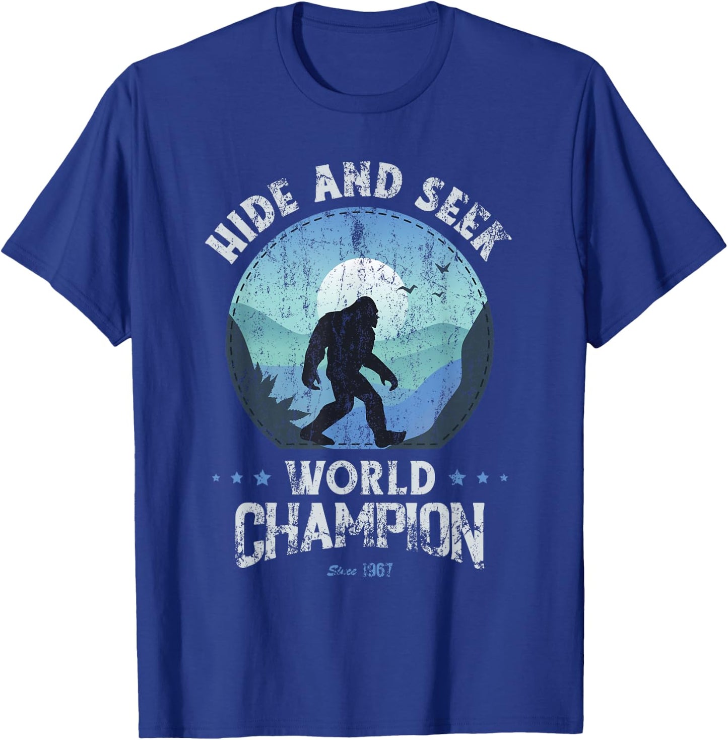 Bigfoot Shirt Hide and Seek, Bigfoot Hide and Seek Champion T-Shirt - T-Shirt | Royal
