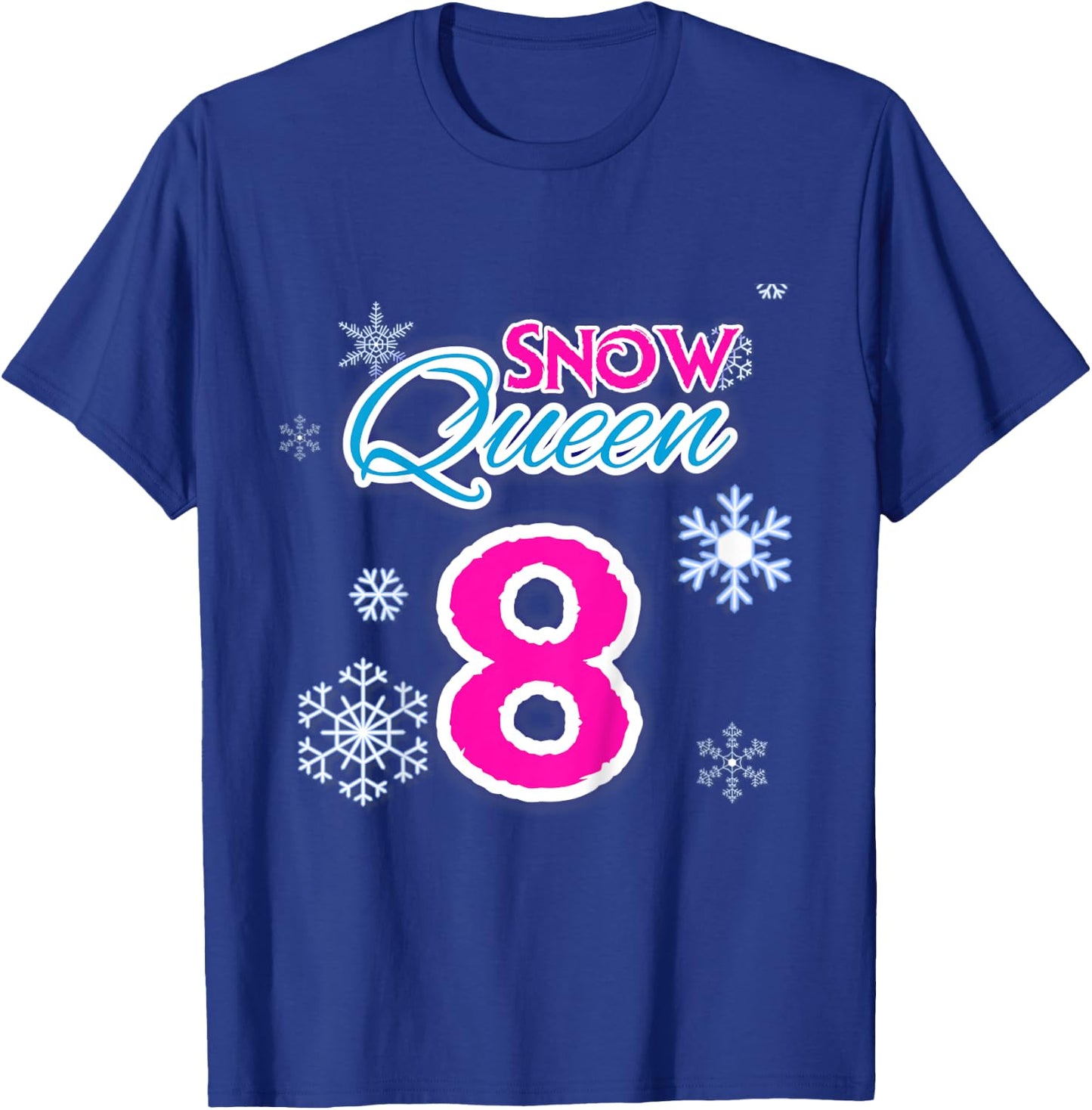 Kids 8 Year Old Birthday Frozen Ice Snow Queen Birthday Gift T-Shirt - T-Shirt | Royal