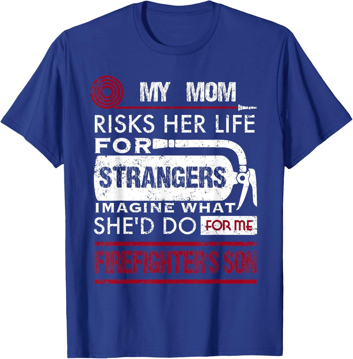 My Mom Is A Firefighter Risks Her Life Firefighter Kids T-Shirt - T-Shirt | Royal