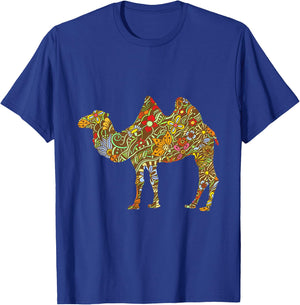 Colourful Floral Camel Funny Retro Gift T-Shirt - T-Shirt | Royal