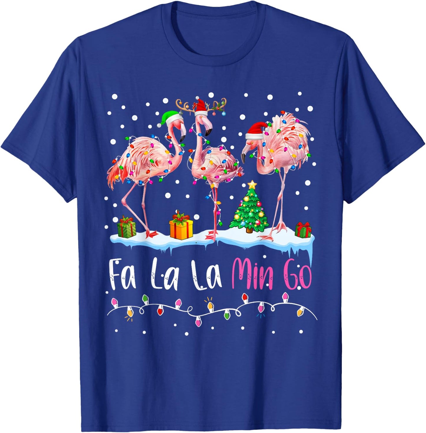 Fa La La La Mingo Flamingo Christmas Men Women Kids Xmas T-Shirt - T-Shirt | Royal