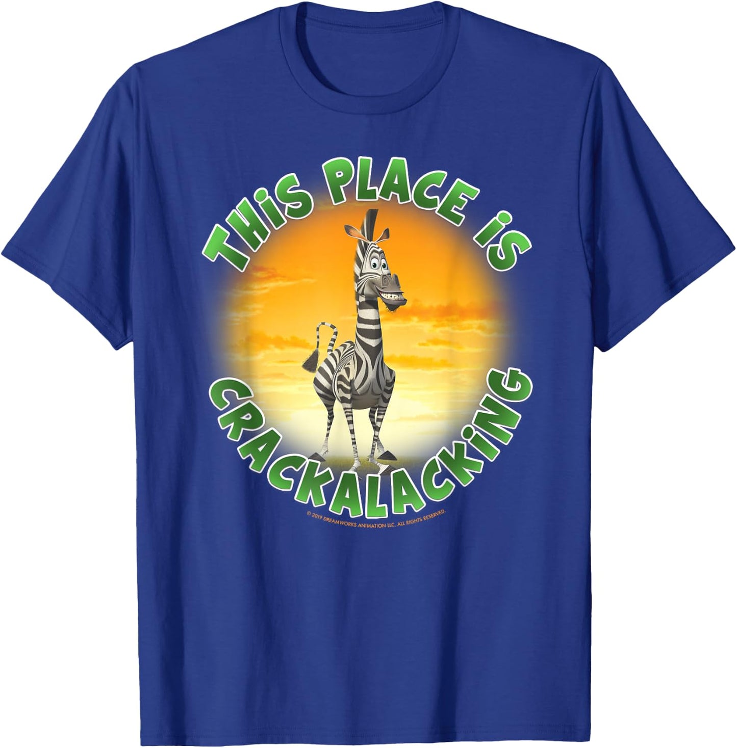 Madagascar Martin Crackalacking Circle Text Poster T-Shirt - T-Shirt | Royal