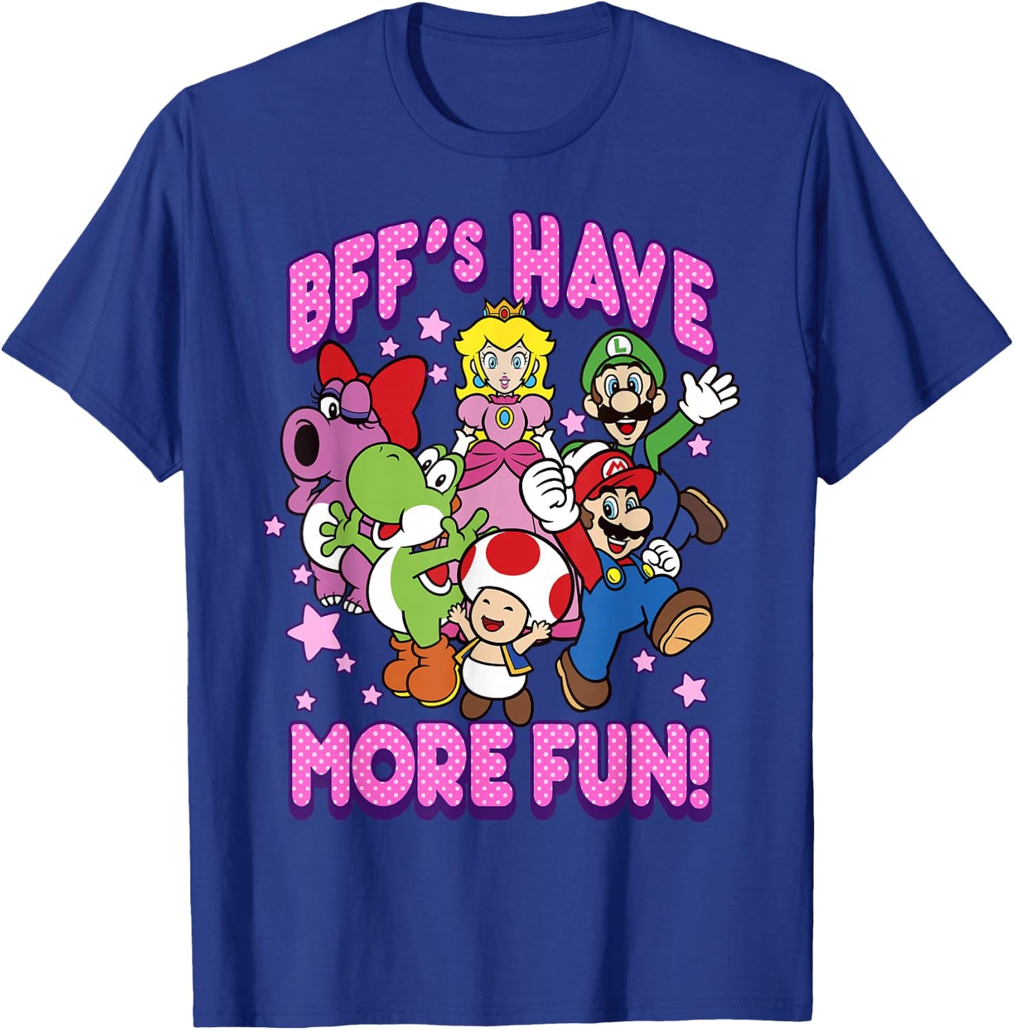 Super Mario BFF's Have More Fun Colorful Group Shot T-Shirt - T-Shirt | Royal