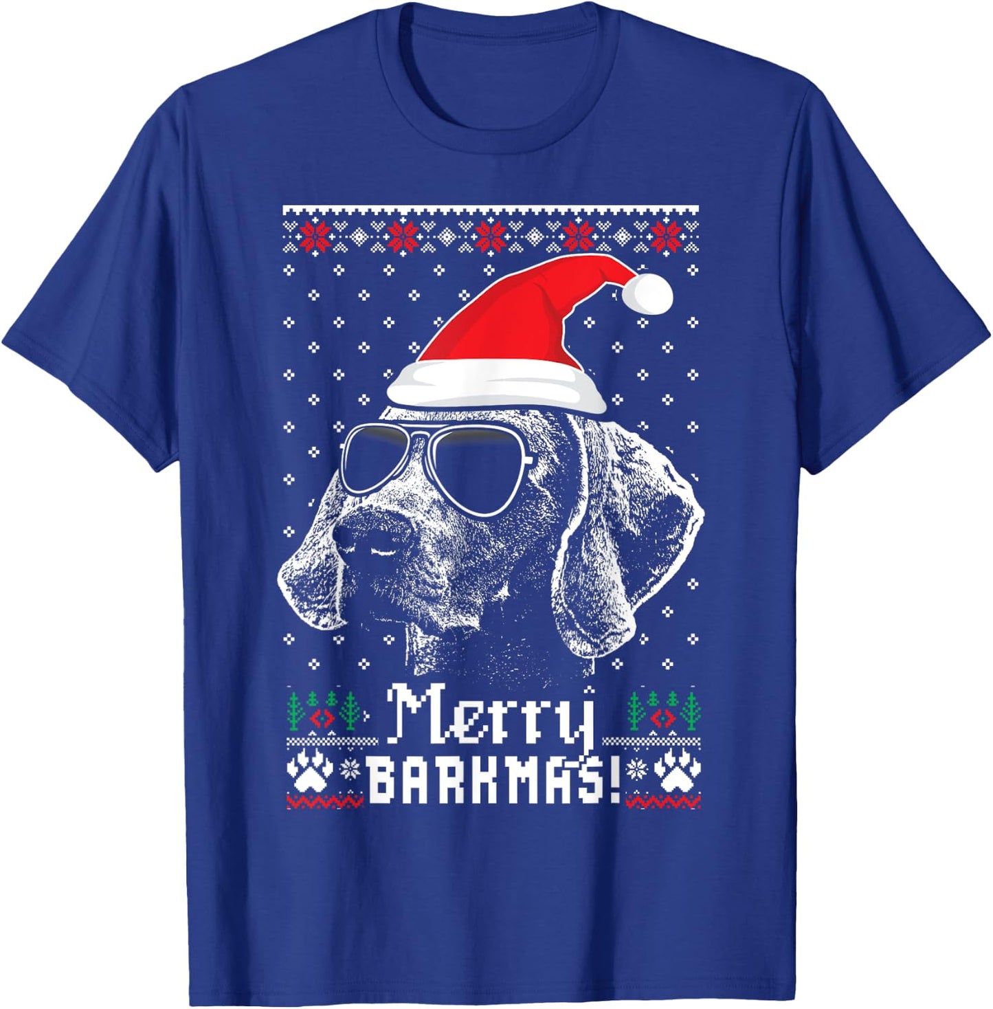 Weimaraner Merry Barkmas Christmas T-Shirt - T-Shirt | Royal