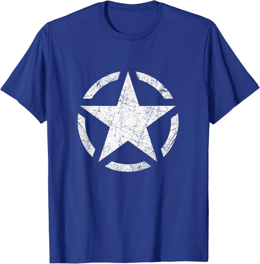 Distressed Vintage WWII US Army Star T Shirt T-Shirt - T-Shirt | Royal