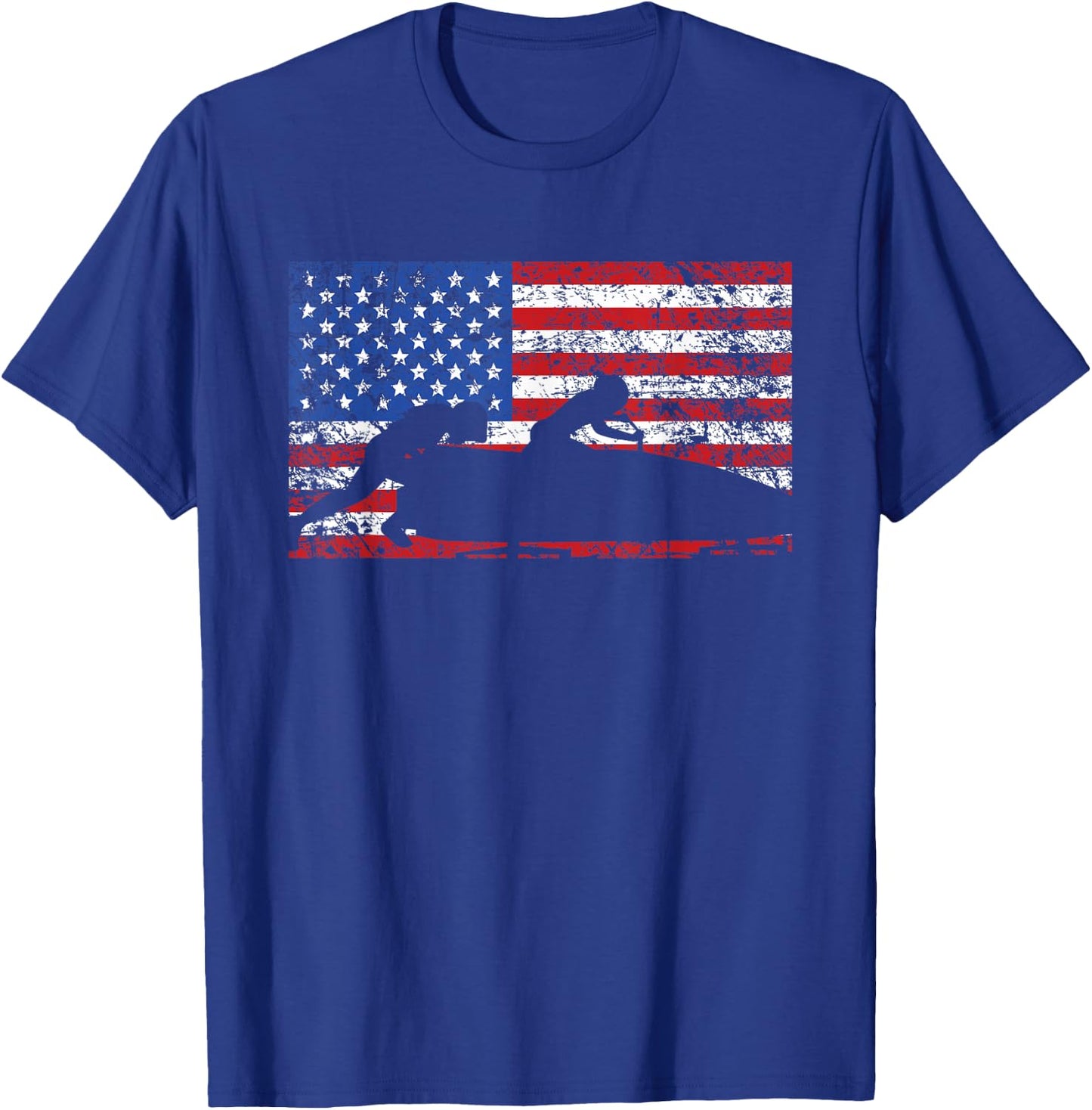American Flag Bobsledding , USA Gift, Bobsled Team T-Shirt - T-Shirt | Royal