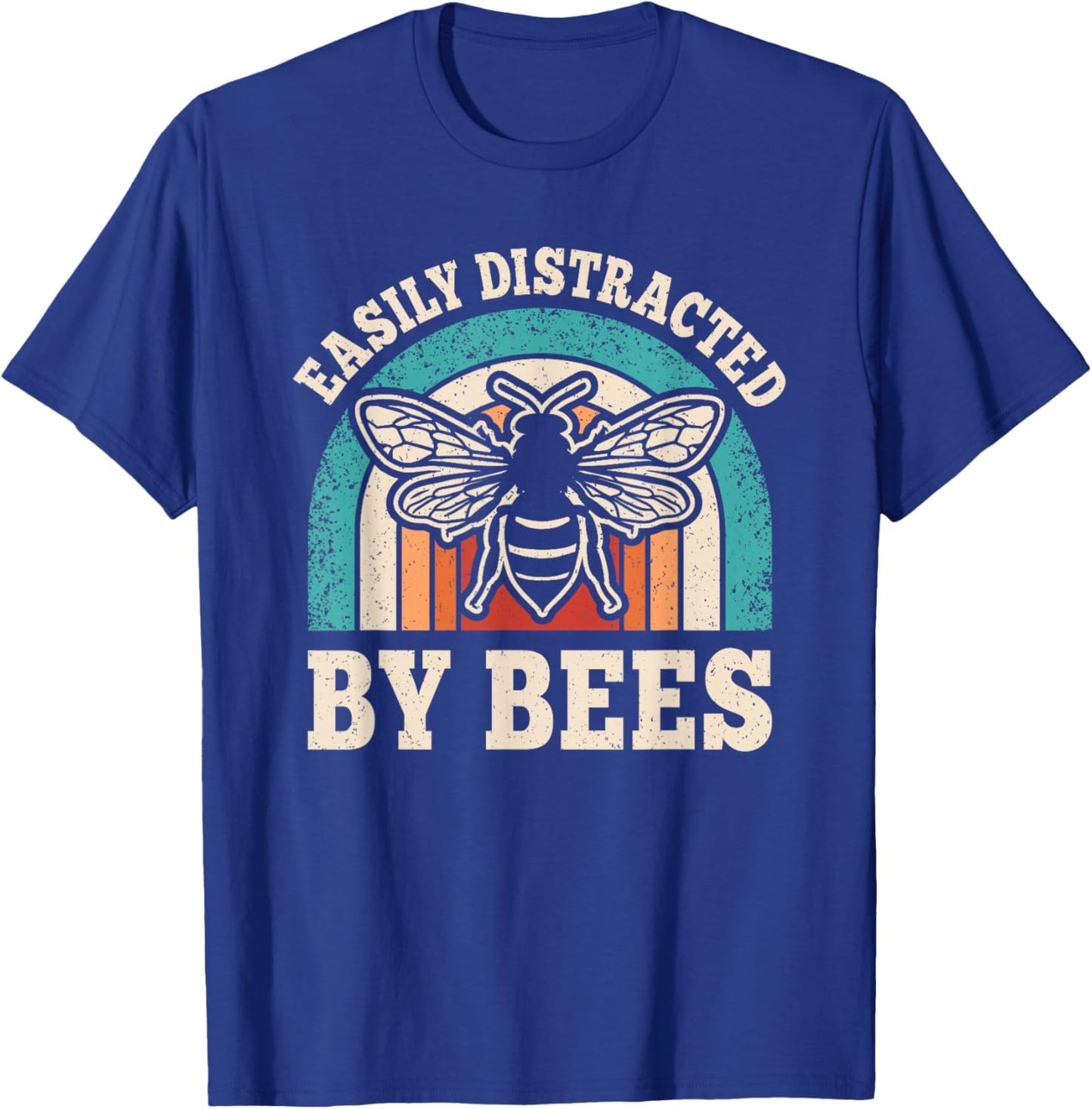 Easily Distracted by Bees Vintage Beekeeper Men Women T-Shirt - T-Shirt | Royal