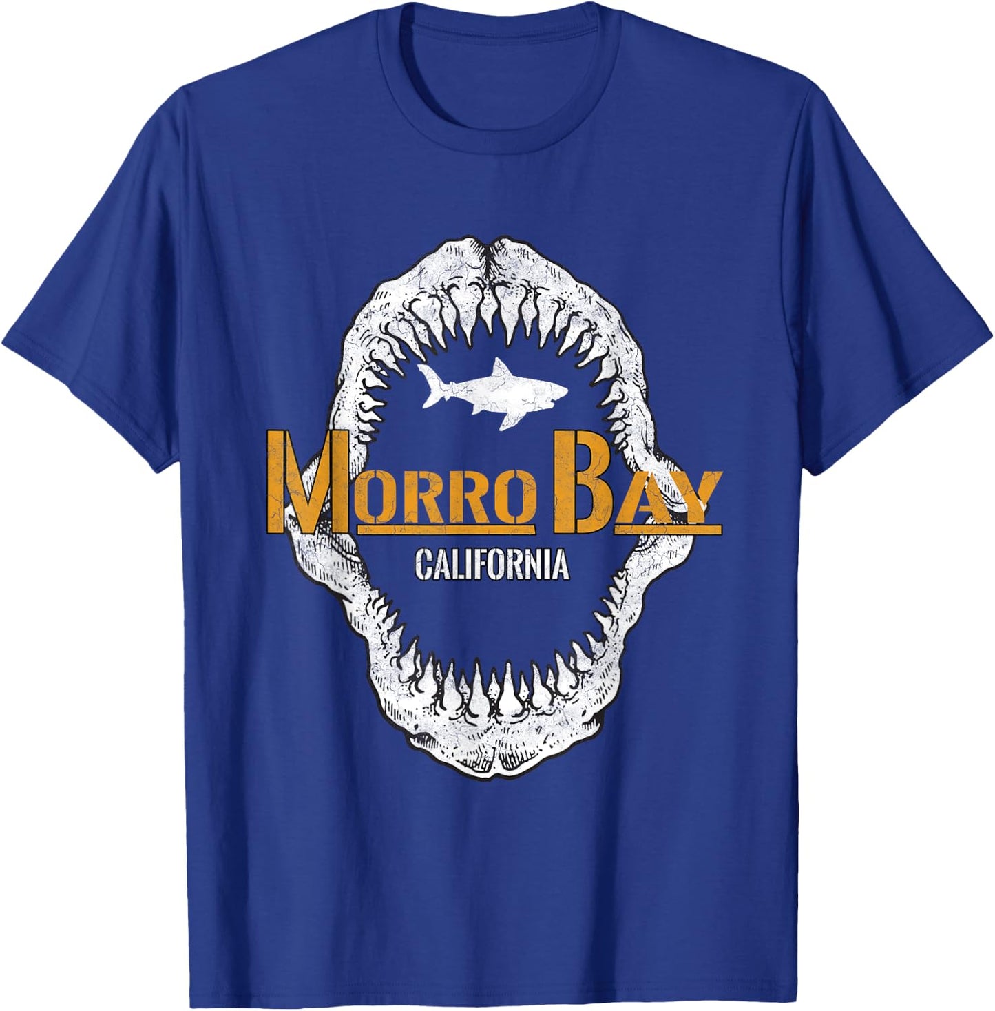 Retro Morro Bay California Shark Distress Morro Bay CA T-Shirt - T-Shirt | Royal