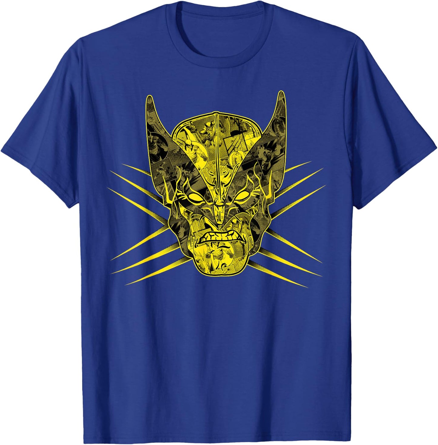 Marvel X-Men Wolverine Yellow Retro Comic Face Logo T-Shirt - T-Shirt | Royal