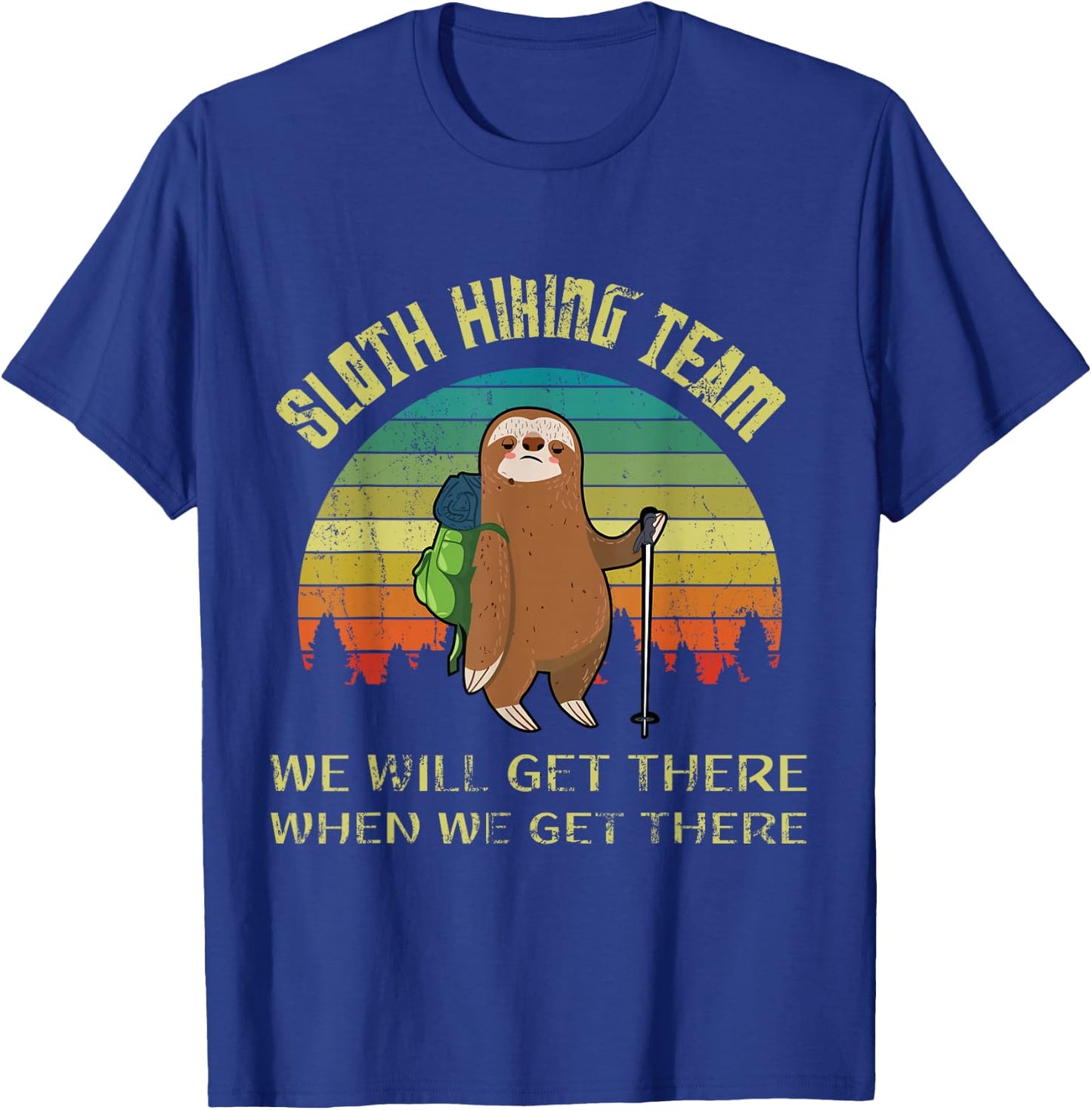 Funny sloth hiking team retro vintage sloth 80s T-Shirt - T-Shirt | Royal