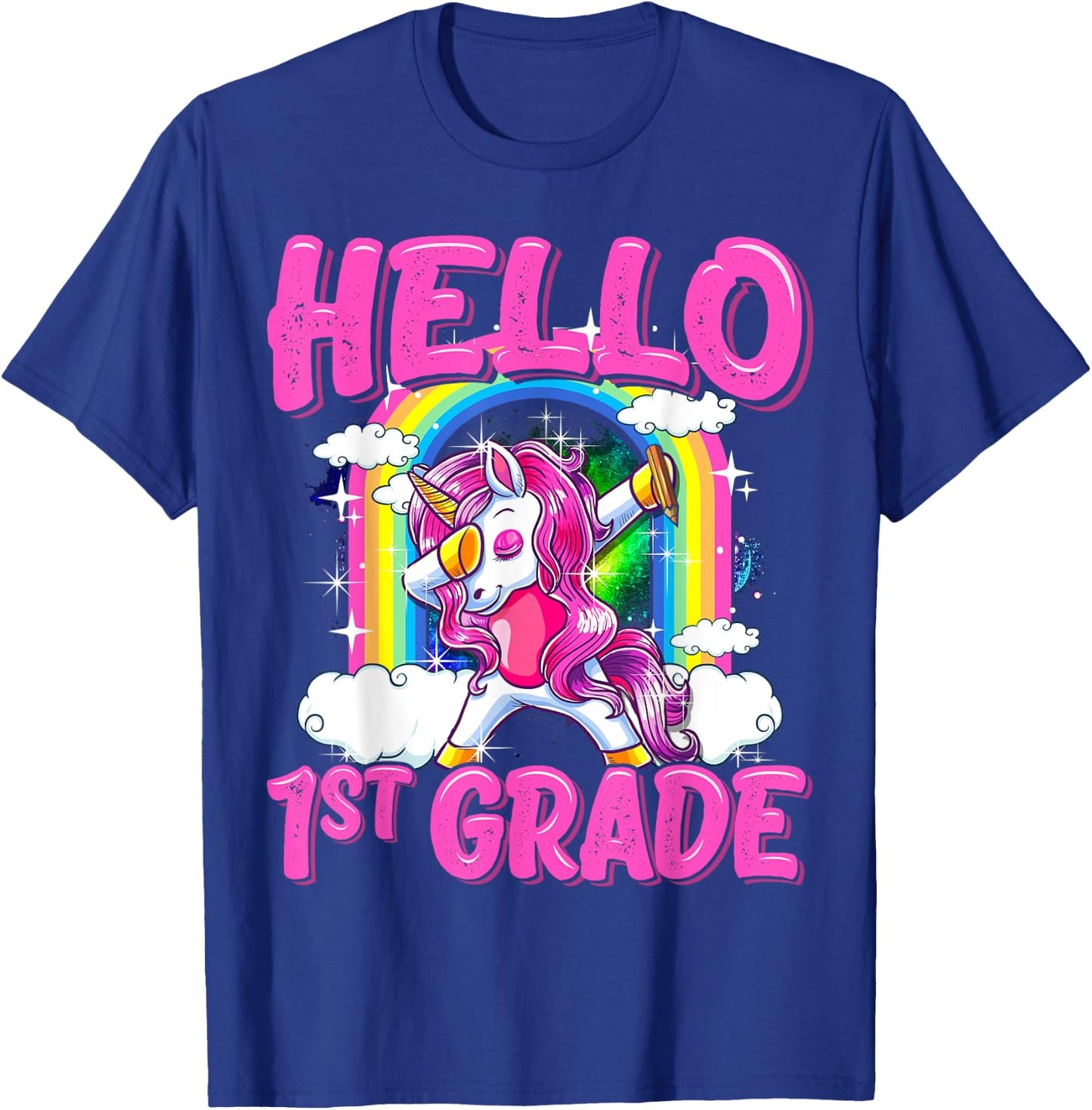 Hello 1st Grade Dabbing Unicorn Back To School Gifts T-Shirt - T-Shirt | Royal