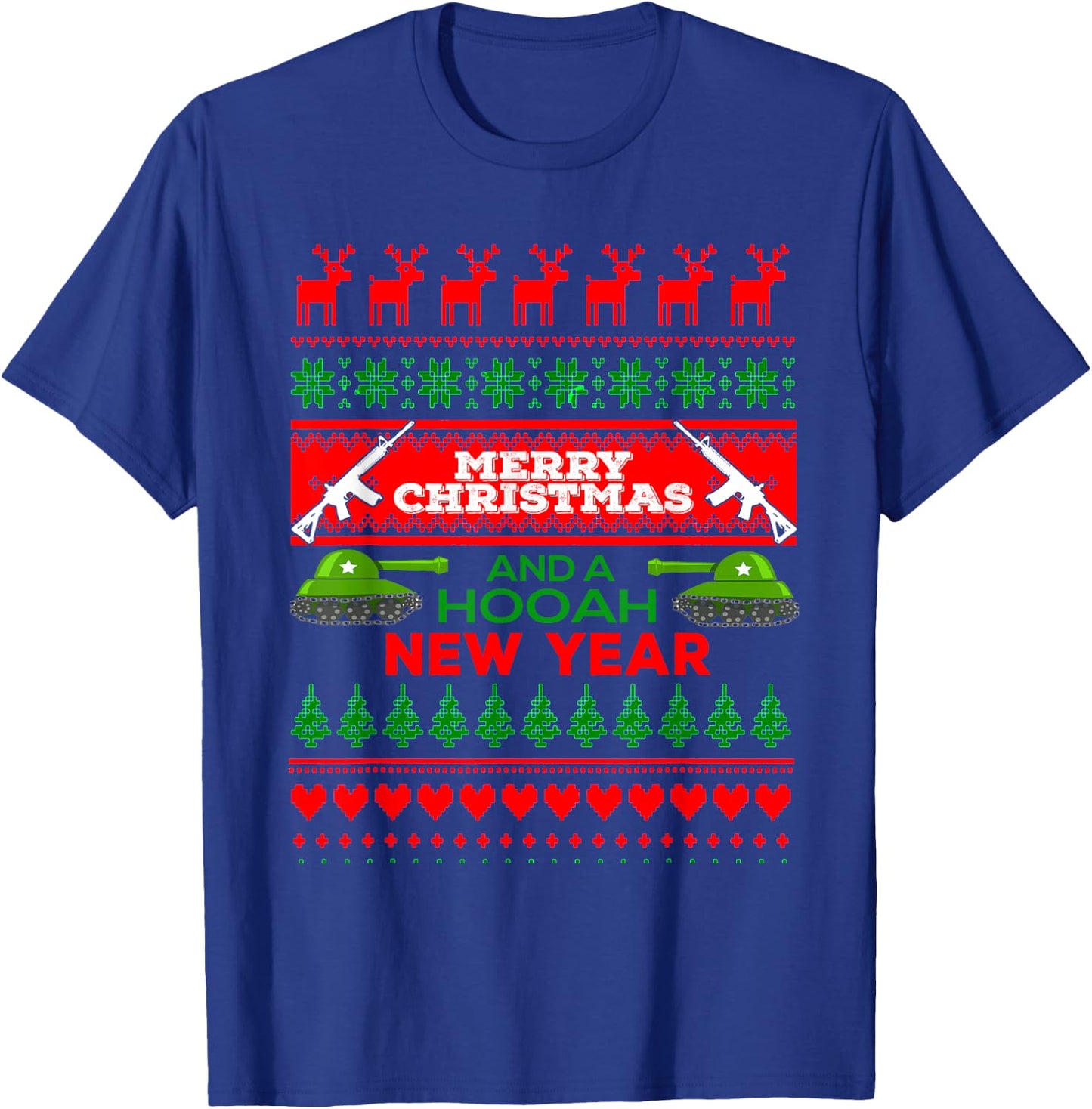Military Ugly Christmas Sweater Army Shirt T-Shirt - T-Shirt | Royal