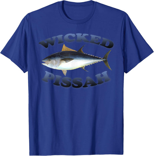 Wicked Pissah Bluefin Tuna Fish Illustration Fishing Angler T-Shirt - T-Shirt | Royal