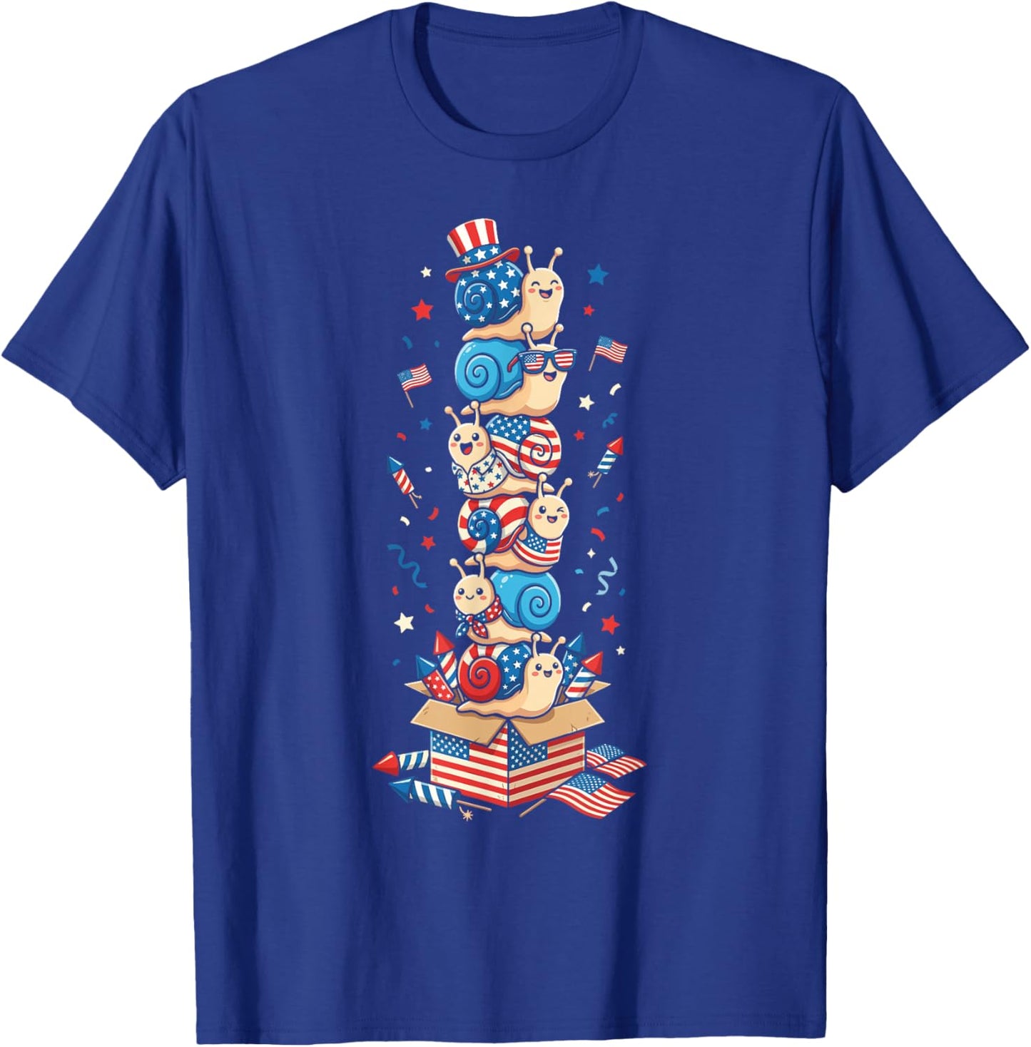 Funny Snail American USA Flag Memorial Day 4th of July T-Shirt - T-Shirt | Royal