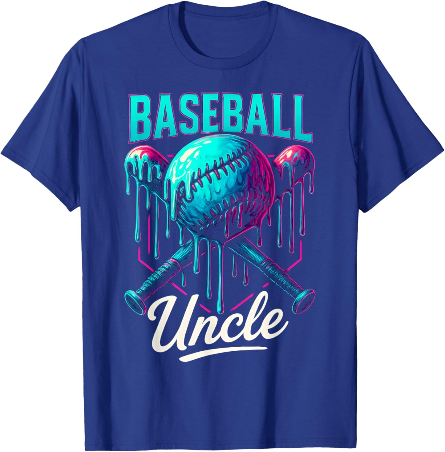 Baseball Drip Uncle Ice Cream Drip Baseball Men Fathers Day T-Shirt - T-Shirt | Royal