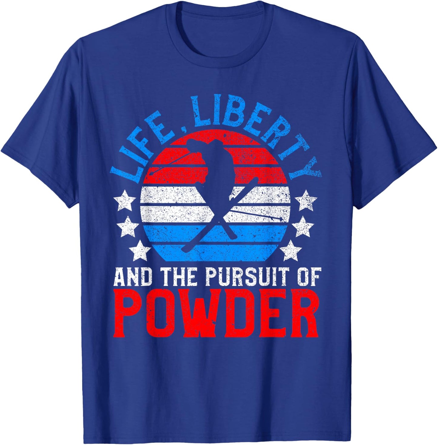 American Ski Shirt Funny Skier & Skiing Lover July 4th Gift Kids Men T-Shirt - T-Shirt | Royal