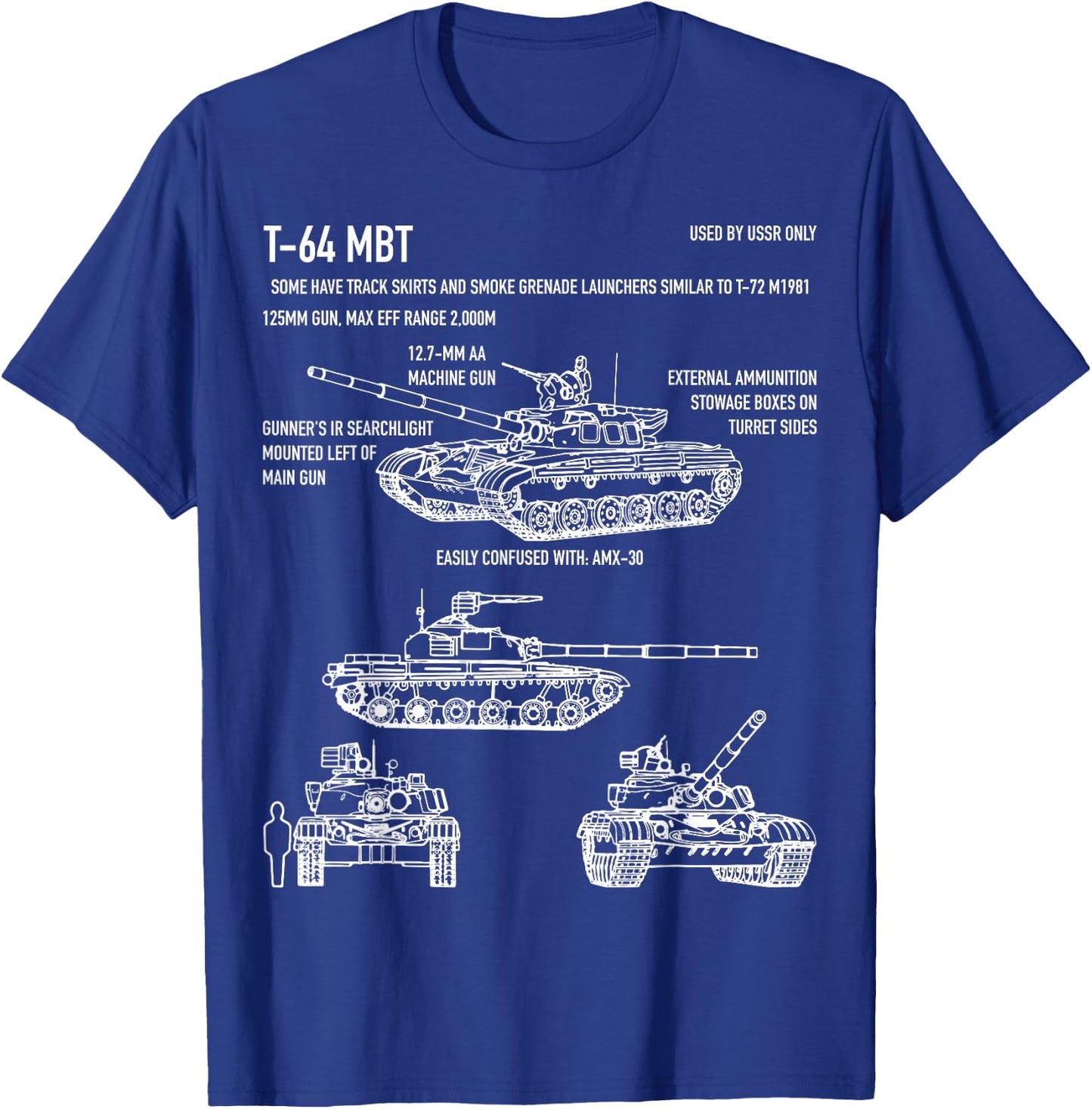 T-64 Russian Main Battle Tank Blueprint Gift T-Shirt - T-Shirt | Royal