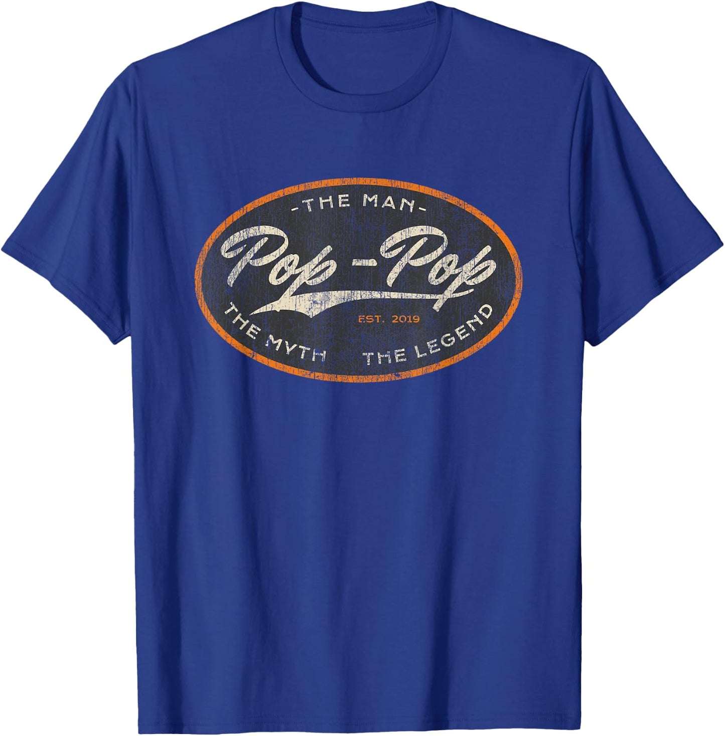 Vintage Pop Pop New Grandpa Est. 2019 The Man Myth Legend T-Shirt - T-Shirt | Royal