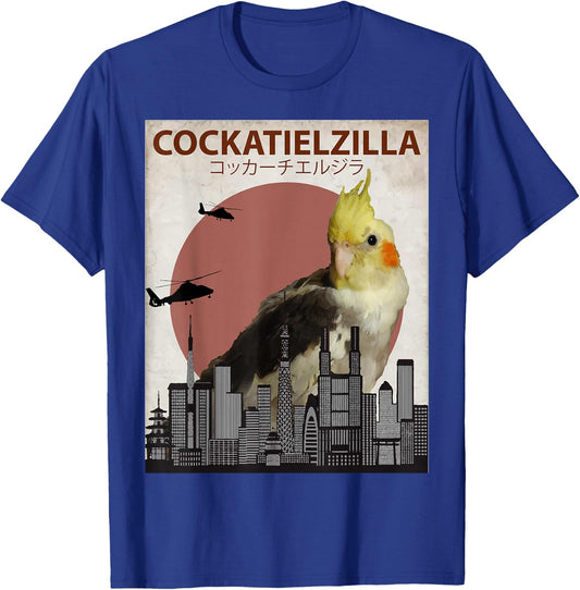 Cockatielzilla | Funny Cockatiel for Cockatoo Lovers T-Shirt - T-Shirt | Royal