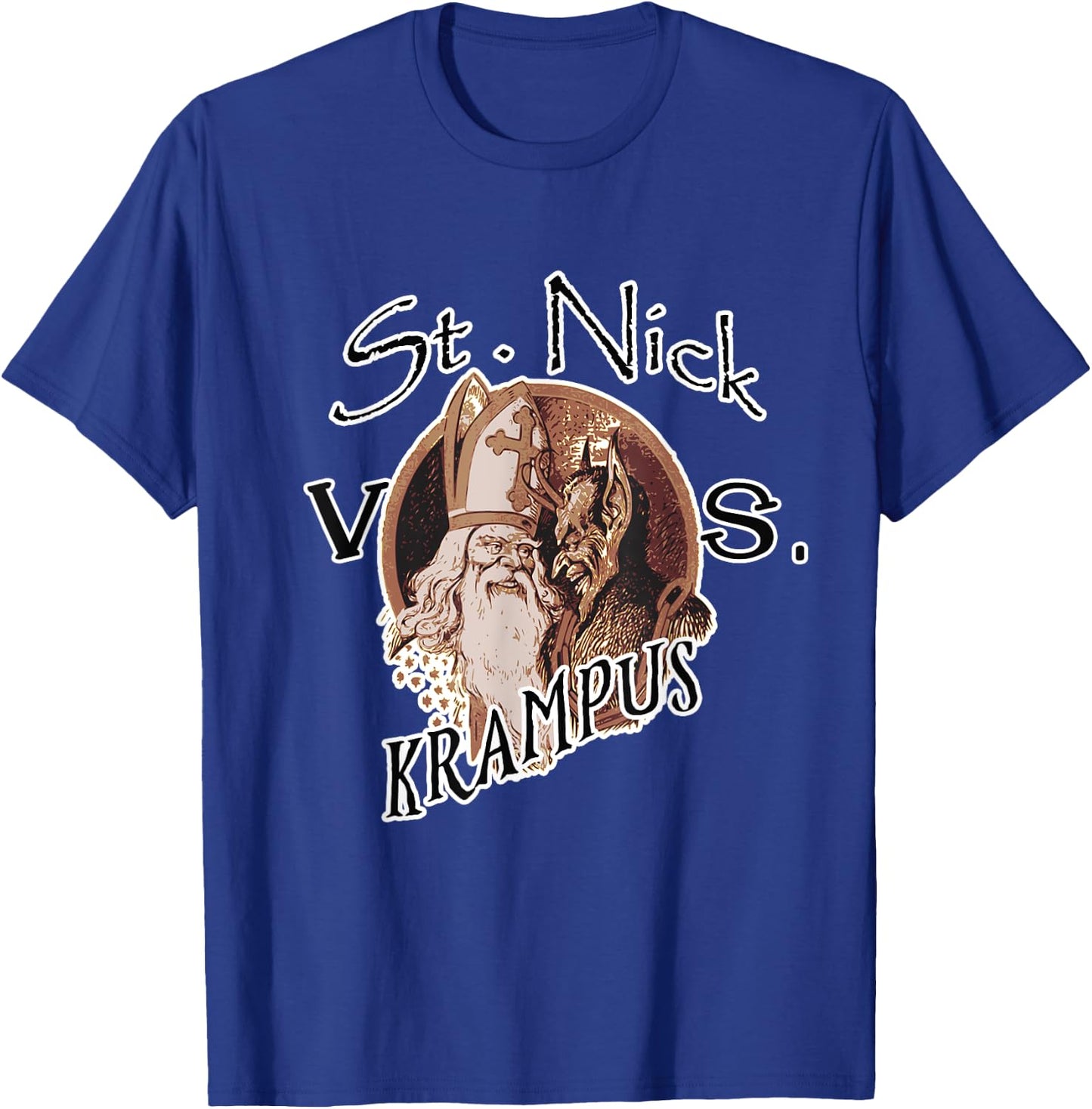Santa Claus versus Krampus funny Christmas T-Shirt - T-Shirt | Royal