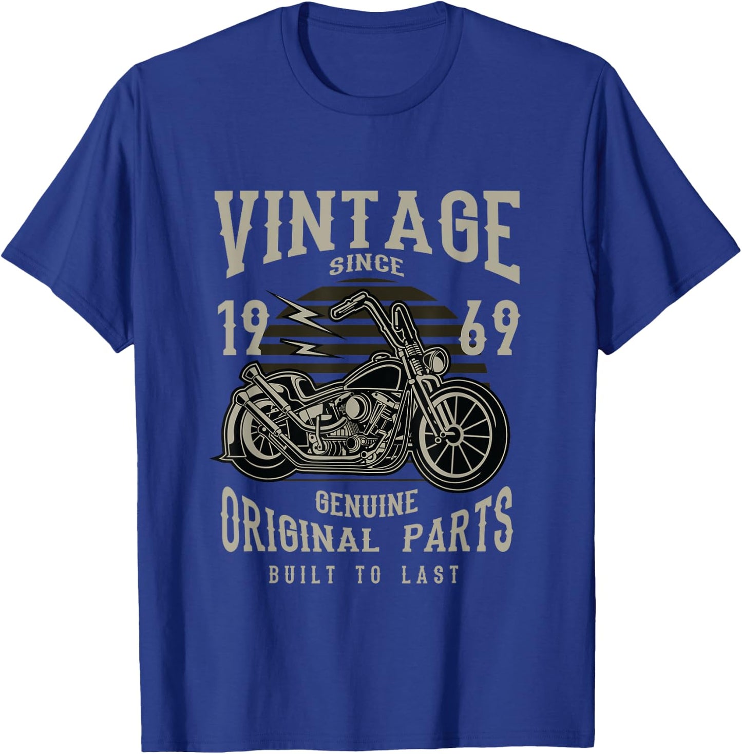 1969 Birthday Retirement Vintage Retro Motorcycle Chopper T-Shirt - T-Shirt | Royal