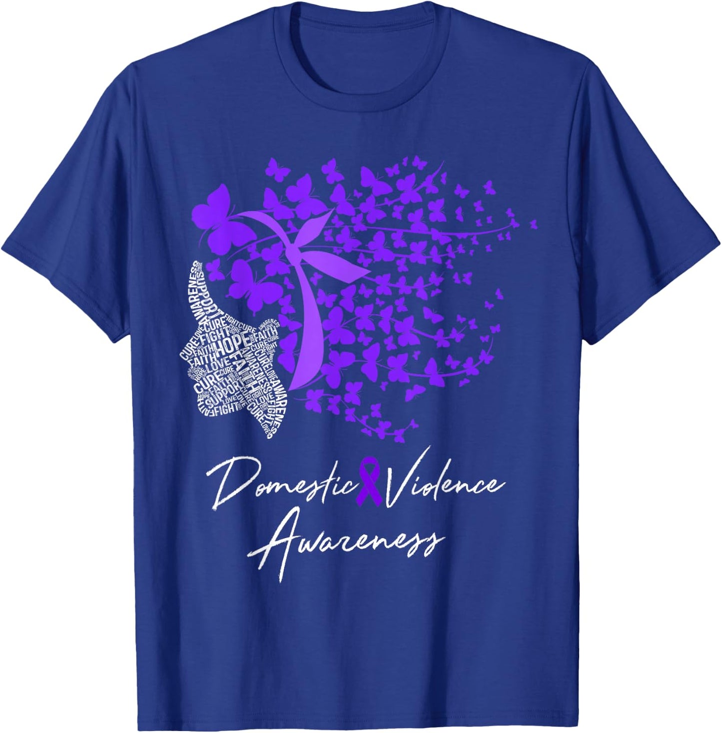 Domestic Violence Awareness Gifts Purple Butterflies T-Shirt - T-Shirt | Royal