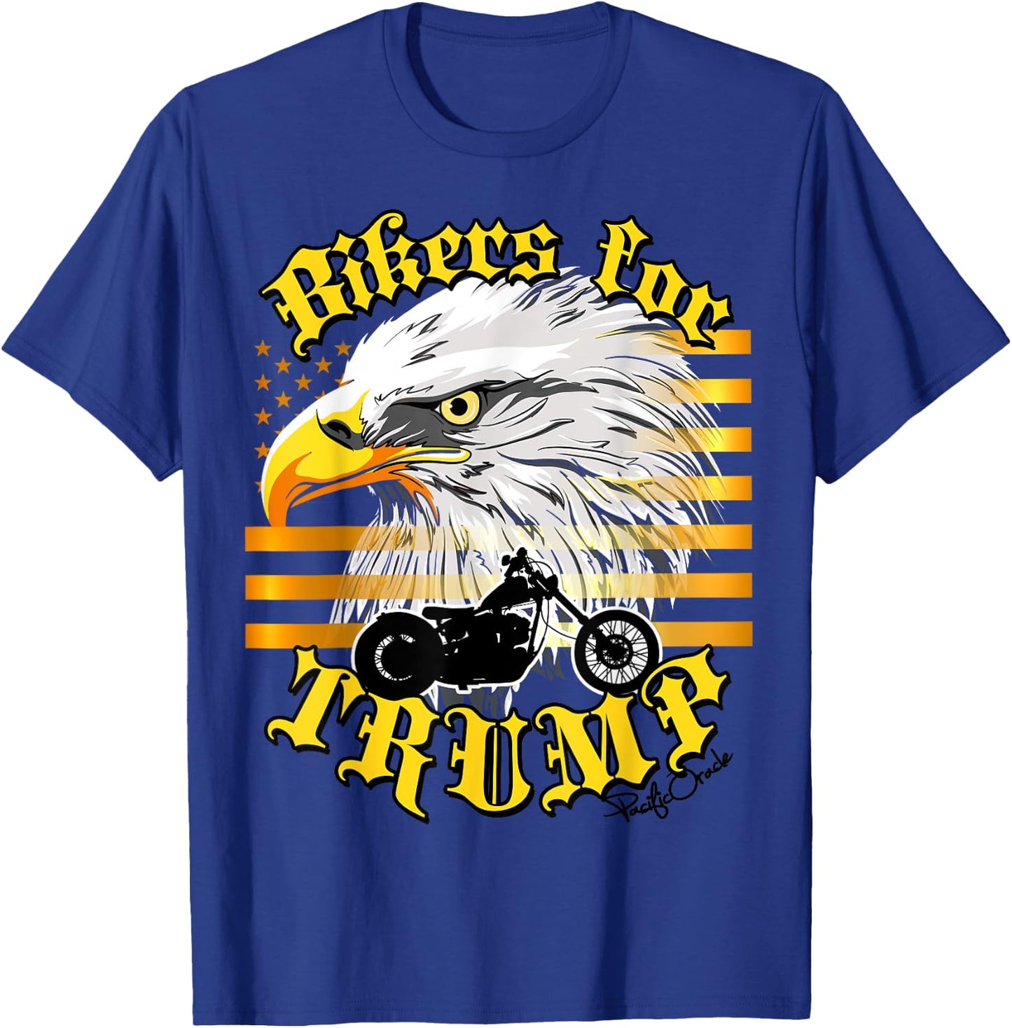Epic USA Gold-Colored Flag Eagle Bikers For Trump 2024 T-Shirt - T-Shirt | Royal