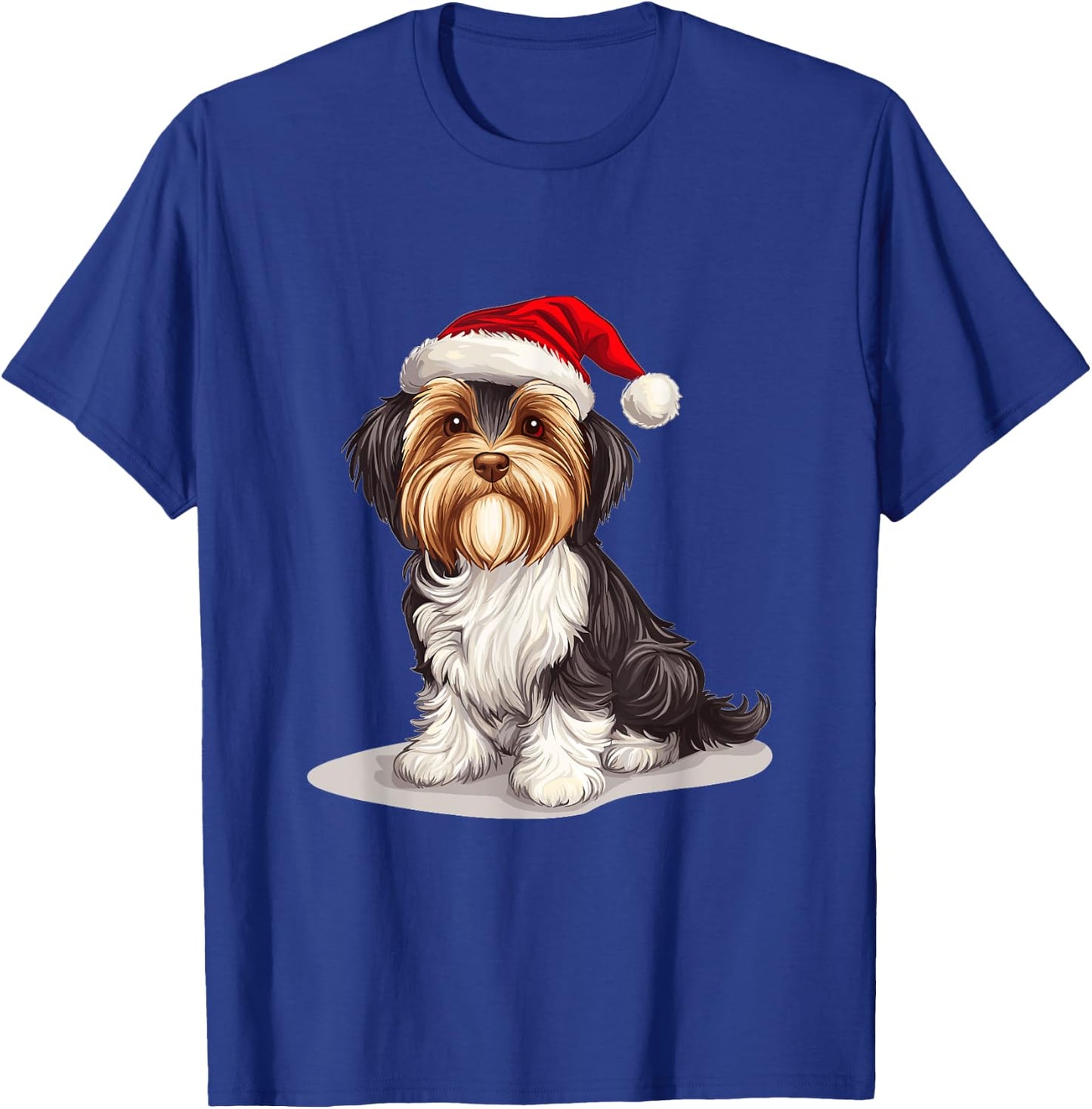 Cute Biewer Terrier Dog Christmas Merry X-mas Graphic Men Women Kids T-Shirt - T-Shirt | Royal