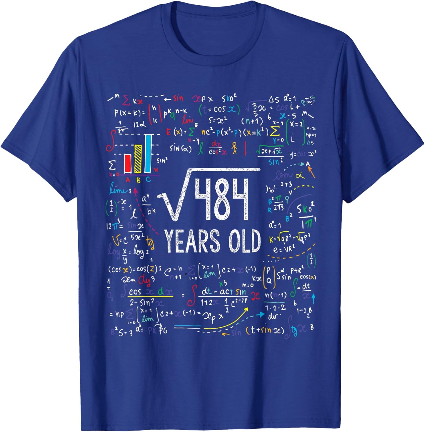 Square Root Of 484 22nd Birthday 22 Year Old Gifts Math Bday T-Shirt - T-Shirt | Royal