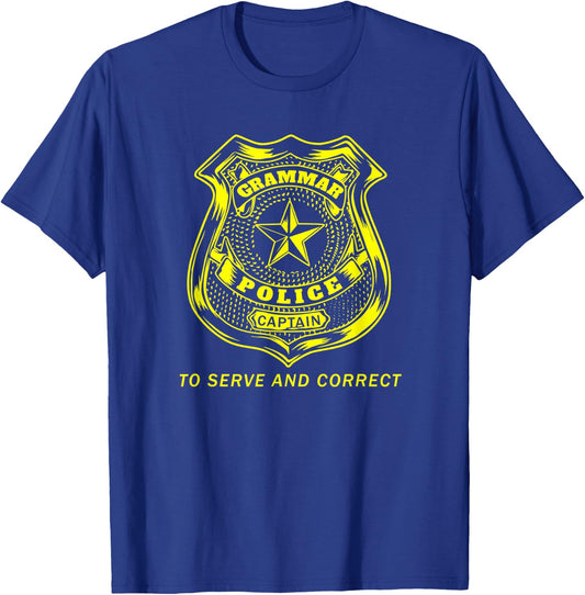 Funny Grammar Police Costume Halloween Pair with Jail Inmate T-Shirt - T-Shirt | Royal