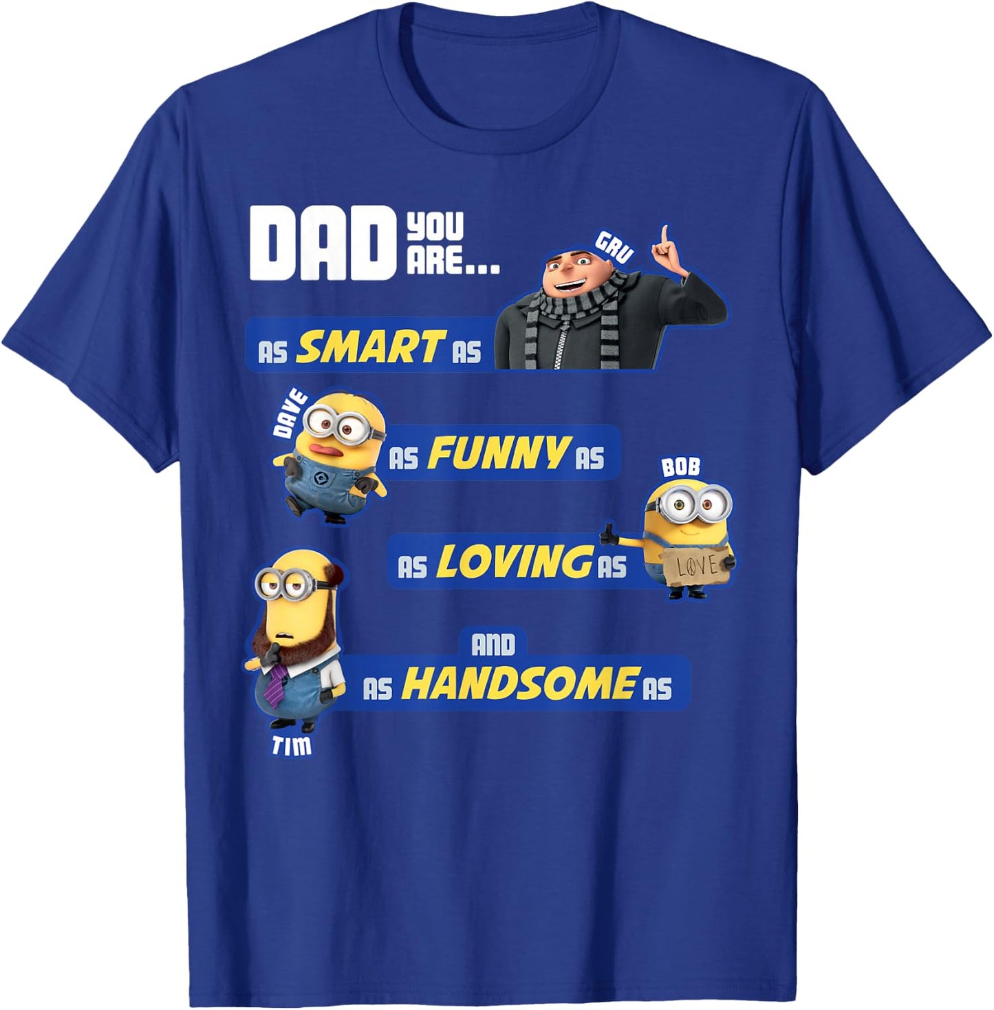 Despicable Me Minions Awesome Dad Qualities Graphic T-Shirt - T-Shirt | Royal