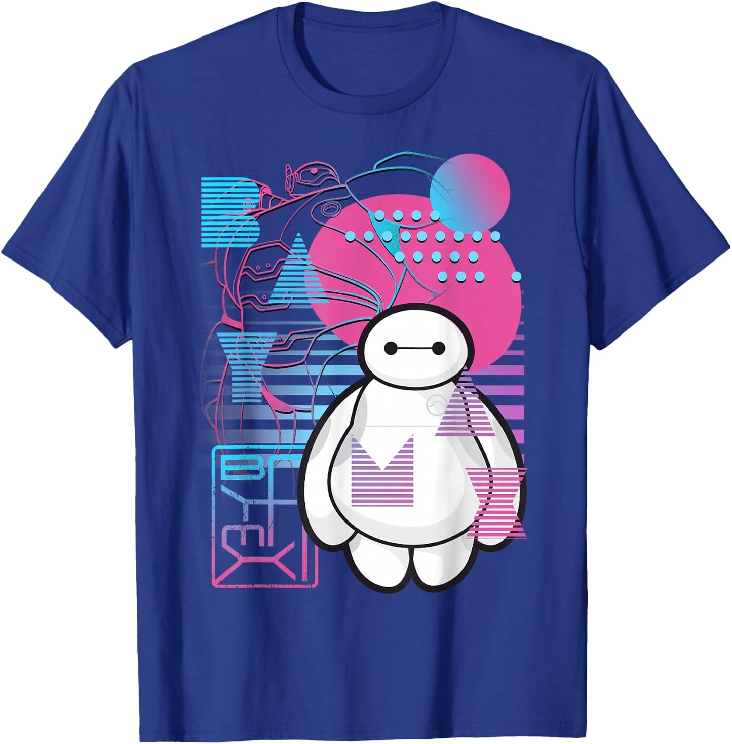 Disney Big Hero 6 Baymax Neon Blue Print Schematics T-Shirt - T-Shirt | Royal