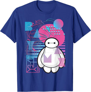 Disney Big Hero 6 Baymax Neon Blue Print Schematics T-Shirt - T-Shirt | Royal