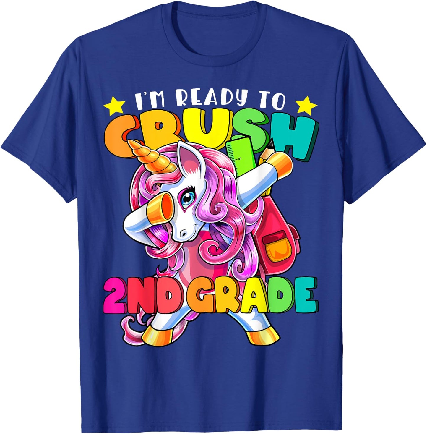 Crush 2nd Grade Dabbing Unicorn Back to School Girls Gift T-Shirt - T-Shirt | Royal