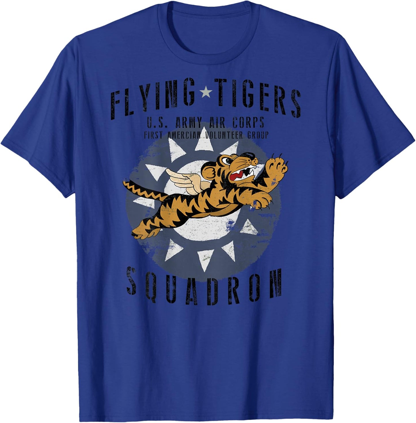 Flying Tigers Squadron WWII Vintage Insignia *BACK PRINTED* T-Shirt - T-Shirt | Royal