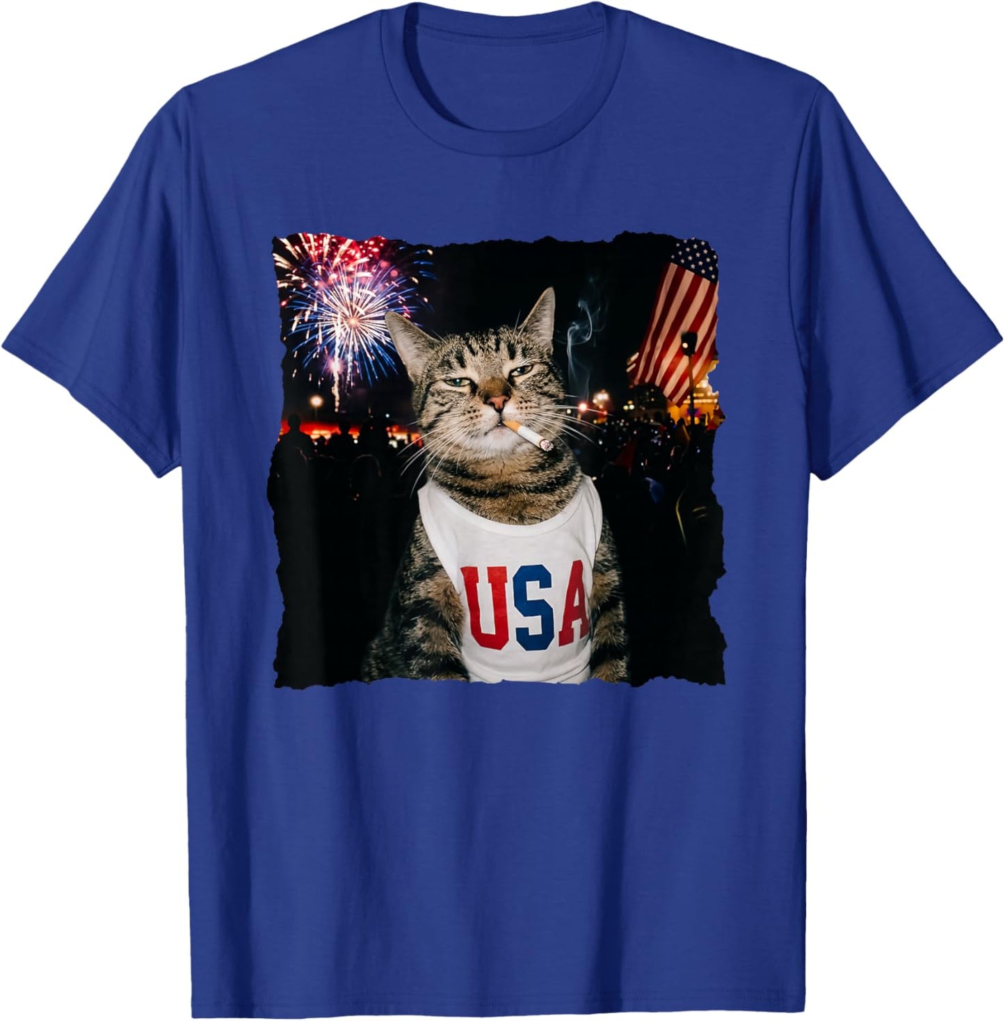 Patriotic Smoking cat T-Shirt - T-Shirt | Royal