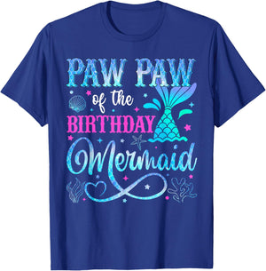 Paw Paw of The Birthday Mermaid Family Matching Party T-Shirt - T-Shirt | Royal