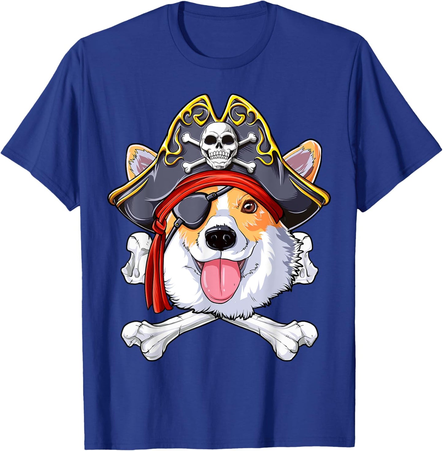 Corgi Pirate T shirt Jolly Roger Flag Skull and Crossbones T-Shirt - T-Shirt | Royal