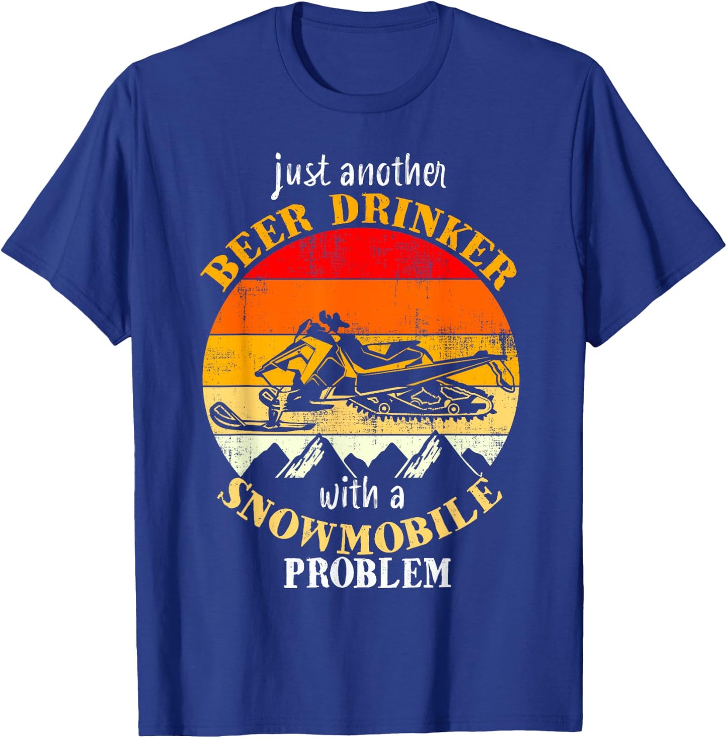 Funny Retro Vintage Snowmobile Just Another Beer Drinker T-Shirt - T-Shirt | Royal