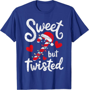 Sweet But Twisted Funny Christmas Candy Cane Xmas Holiday T-Shirt - T-Shirt | Royal