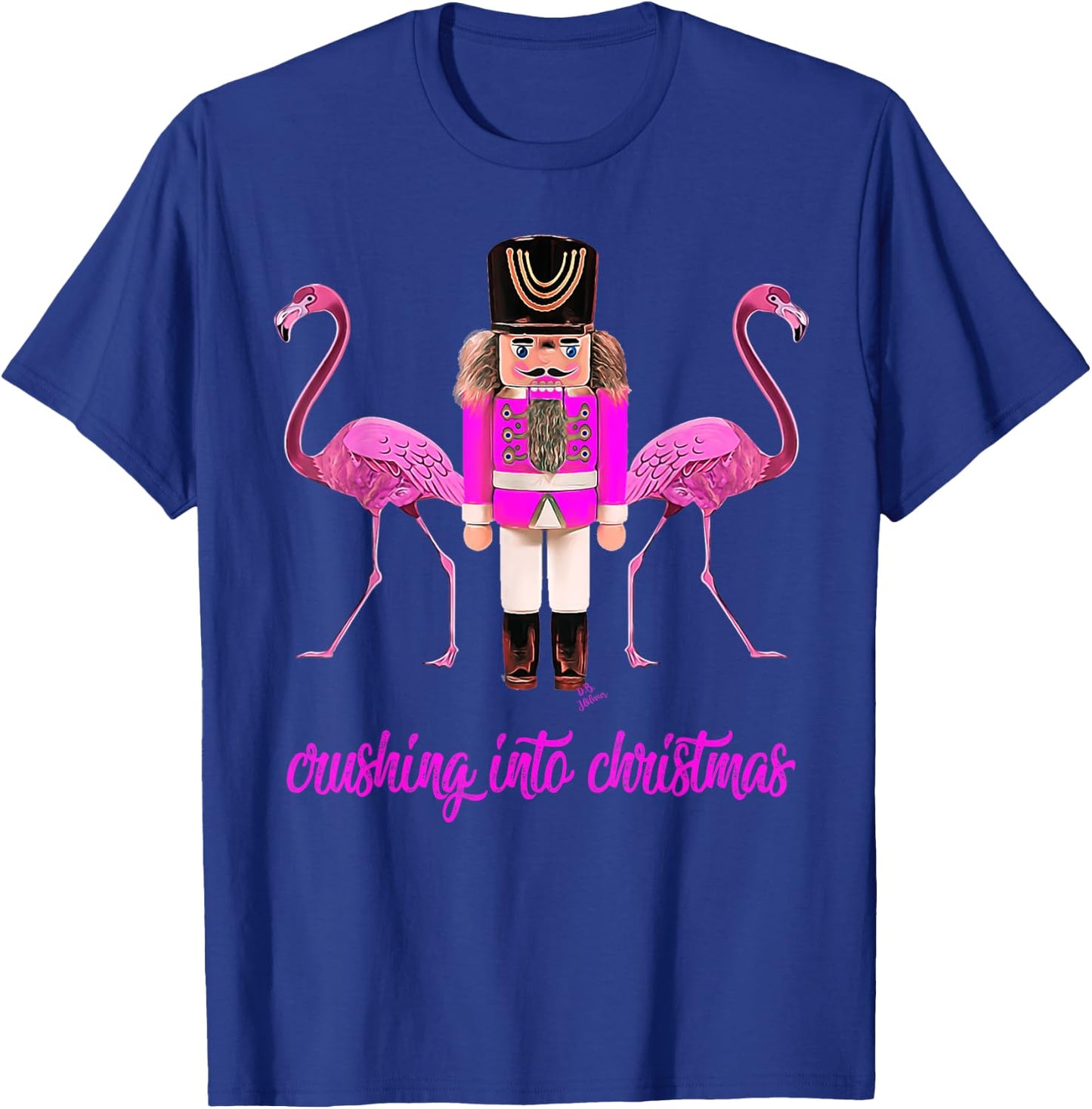 Flamingo top women's crushing into Christmas nutcracker T-Shirt - T-Shirt | Royal