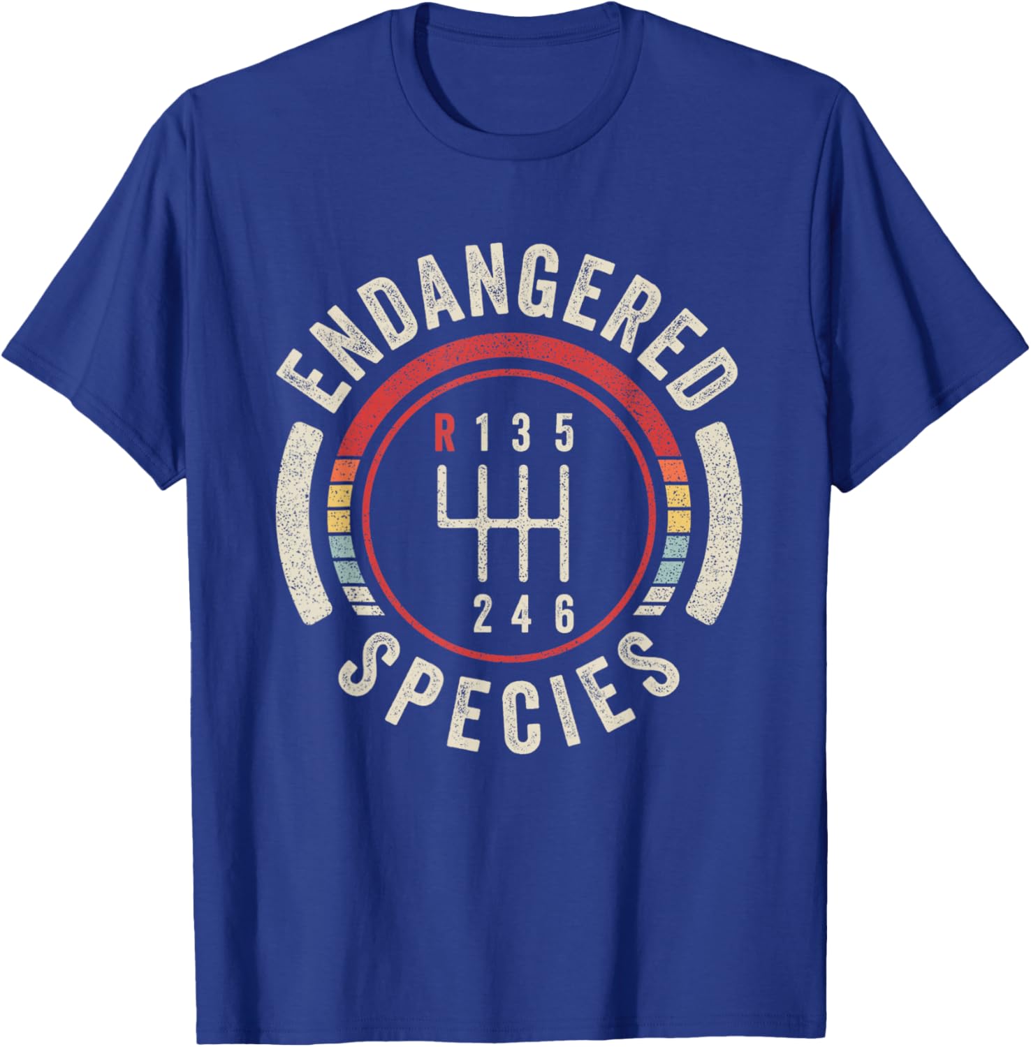 Endangered Species Manual Stick Shift 6 Speed Car Graphic T-Shirt - T-Shirt | Royal