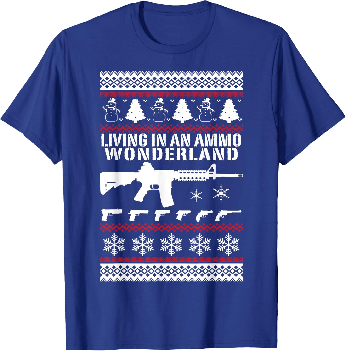AR15 Ugly Christmas Sweater Style T Shirt Xmas 2nd Amendment T-Shirt - T-Shirt | Royal